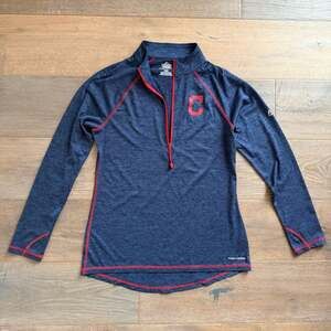 Women's Majestic MLB Cleveland Indians Guardians 1/4 Zip Pullover Jacket Large